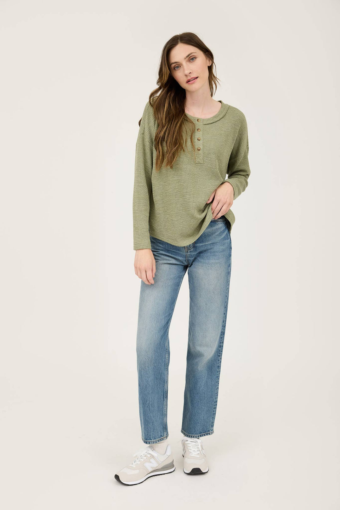 Blu Pepper Waffle Henley Top