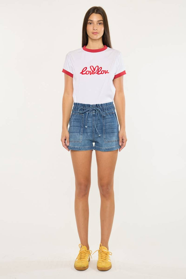 Kan Can USA Paper Bag Denim Shorts  in Med Dark fron 3