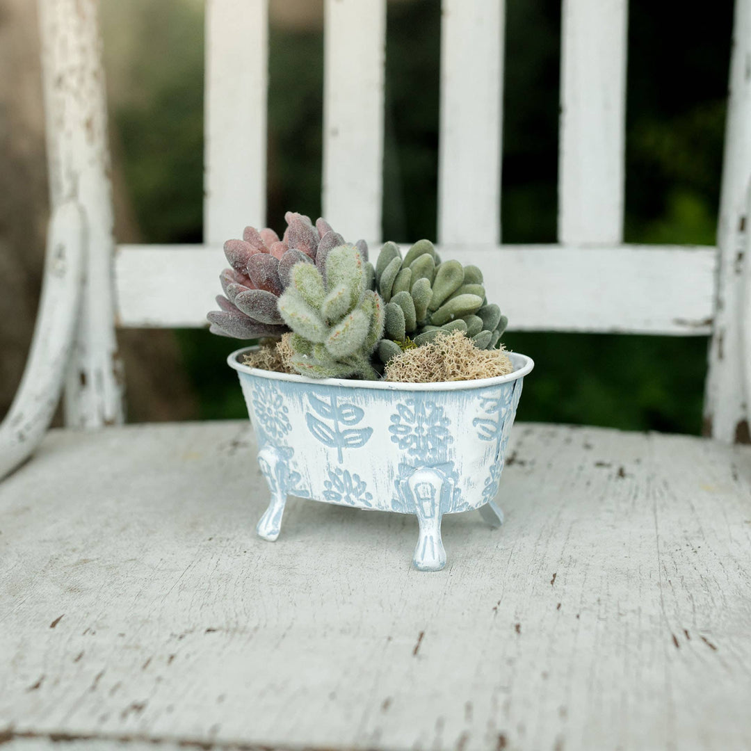 Foreside Home &amp; Garden - Claire Floral Bathtub Soap Dish Blue 2