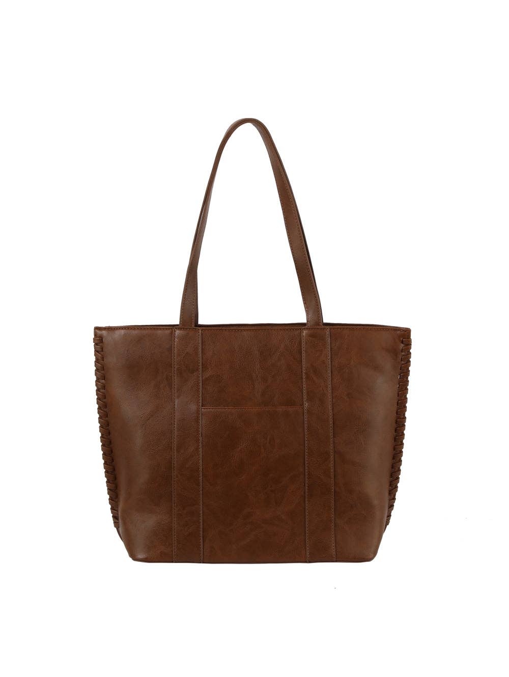 Side Braided Detail Tote dark brown