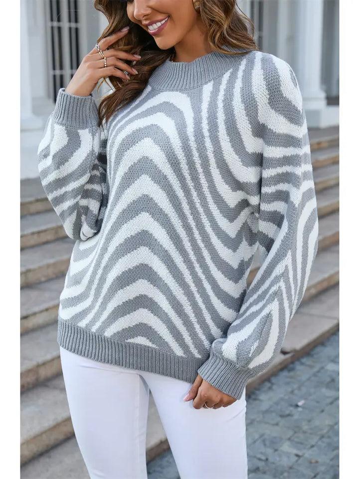 Two Tone Swirl Knit Sweater