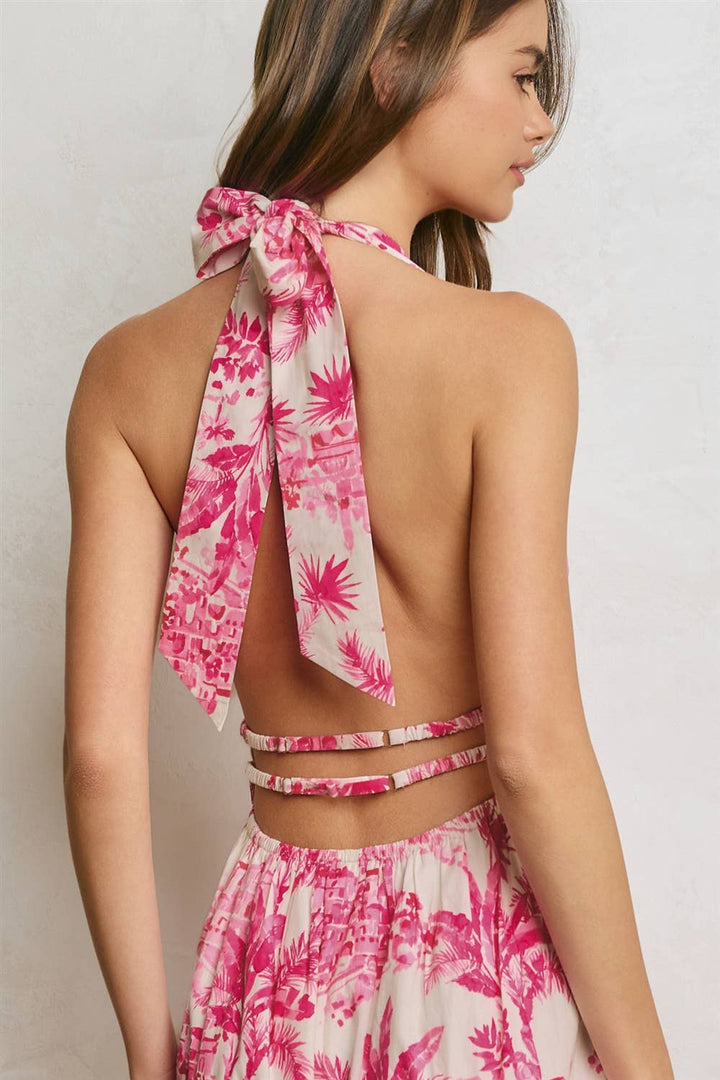 Dress Forum - Conversational Open Back Halter Maxi Dress in Hibiscus Palm 5