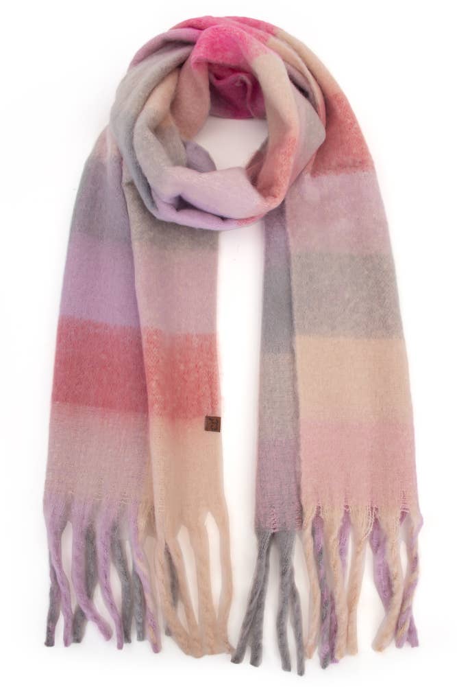 C.C Multi Color Block Plaid Scarf