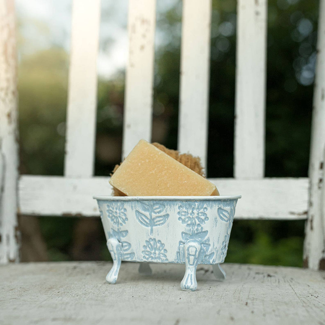 Foreside Home & Garden - Claire Floral Bathtub Soap Dish Blue
