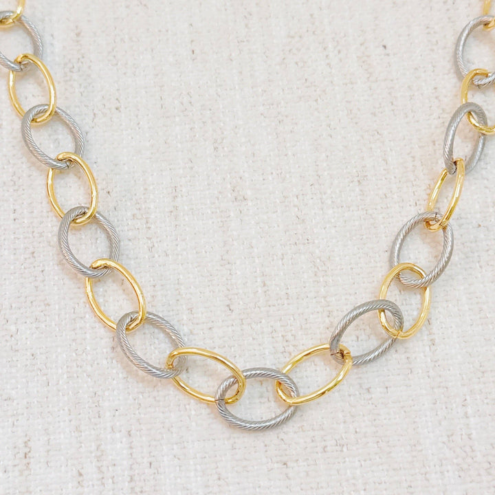 Ellison+Young - Cabled Texture Two Tone Chain Necklace 1