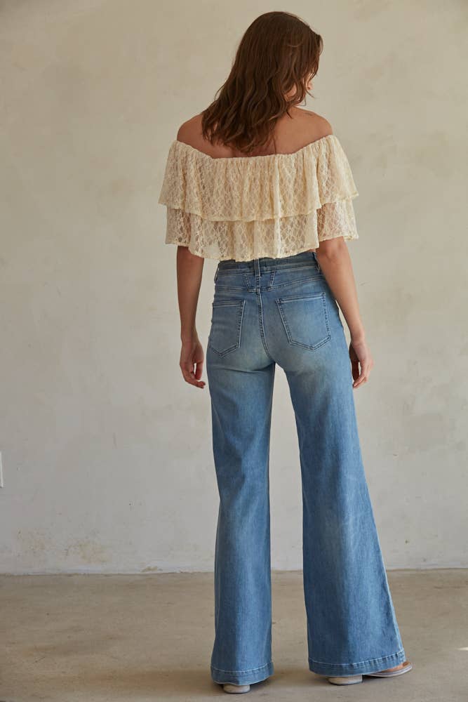 By Together - Woven Floral Lace Off Tiered Top