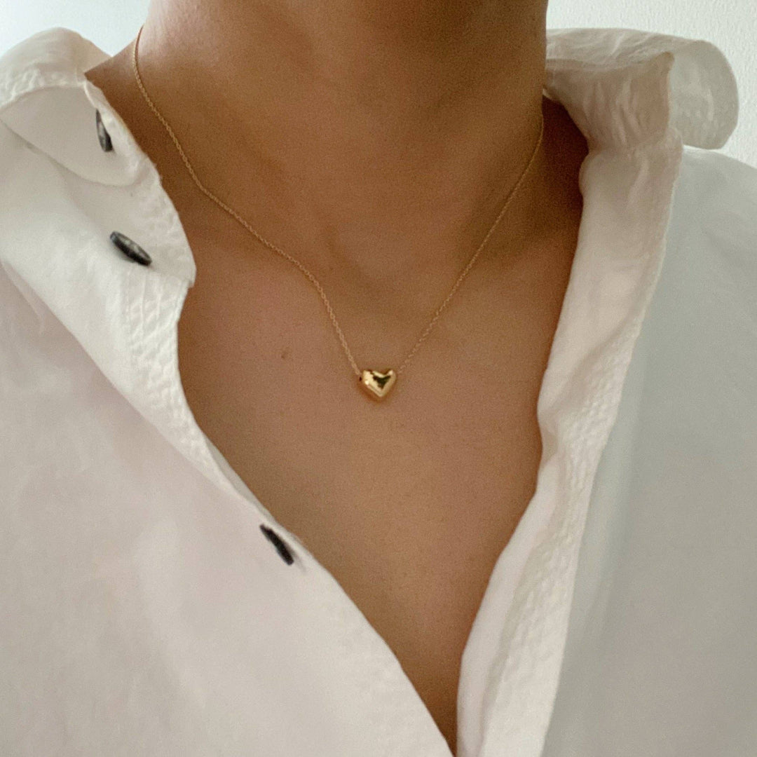 Ellison+Young - Love Bean Heart Necklace gold on person