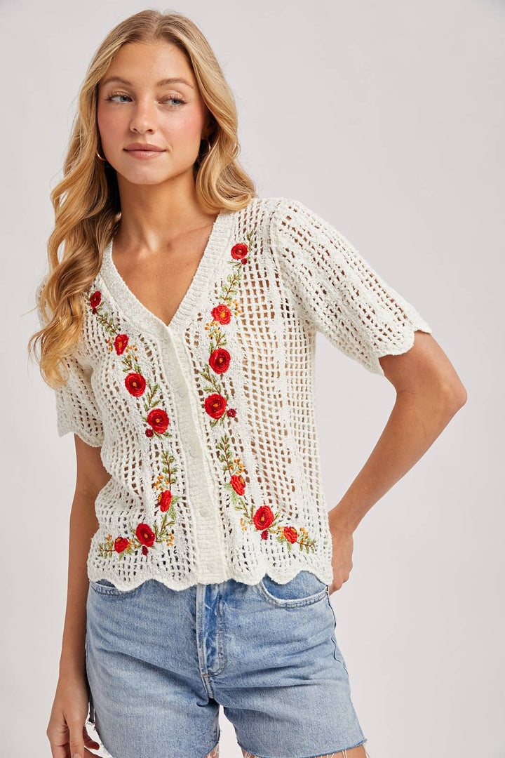Bluivy - Floral Embroidered Top