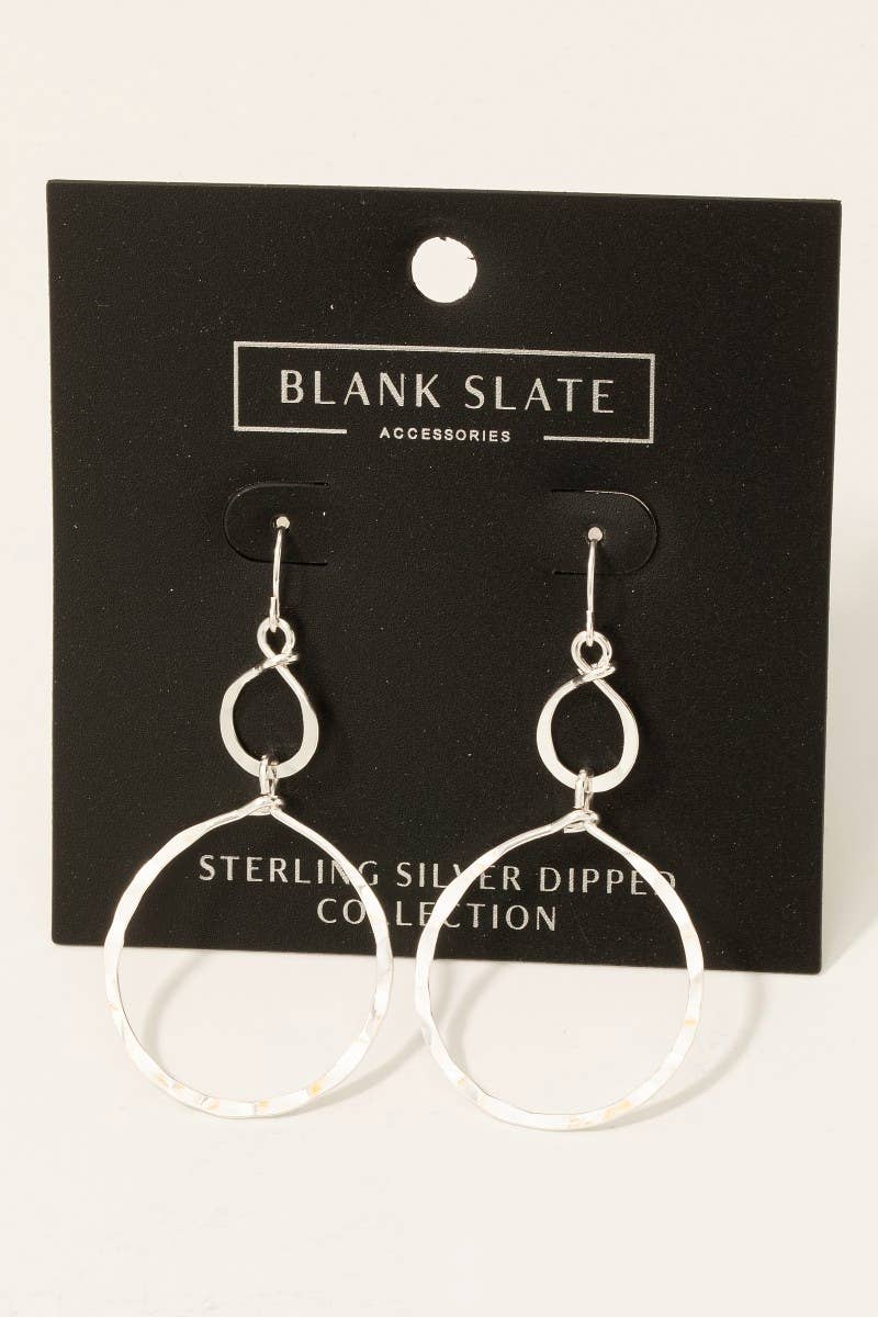 Gold Dipped Hammered Double Hoop Dangle Earrings