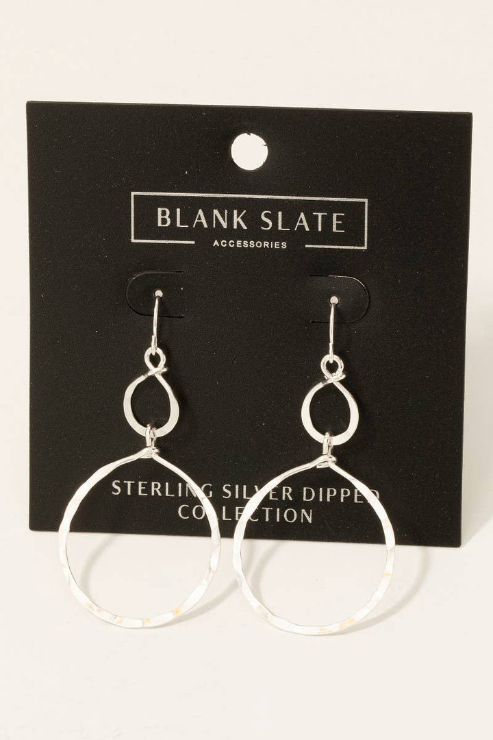 Gold Dipped Hammered Double Hoop Dangle Earrings