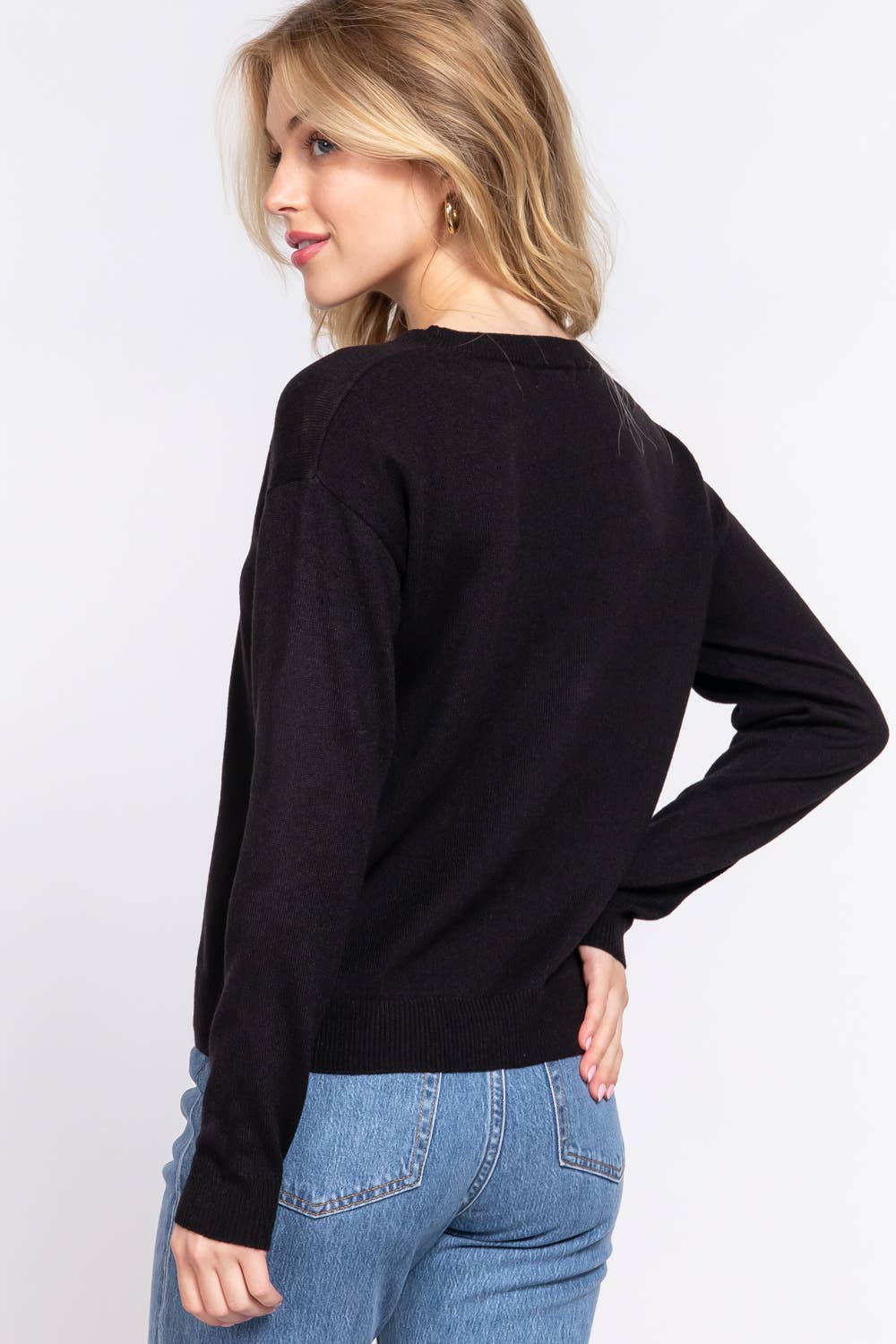 Smile Face Jacquard Sweater Black 1