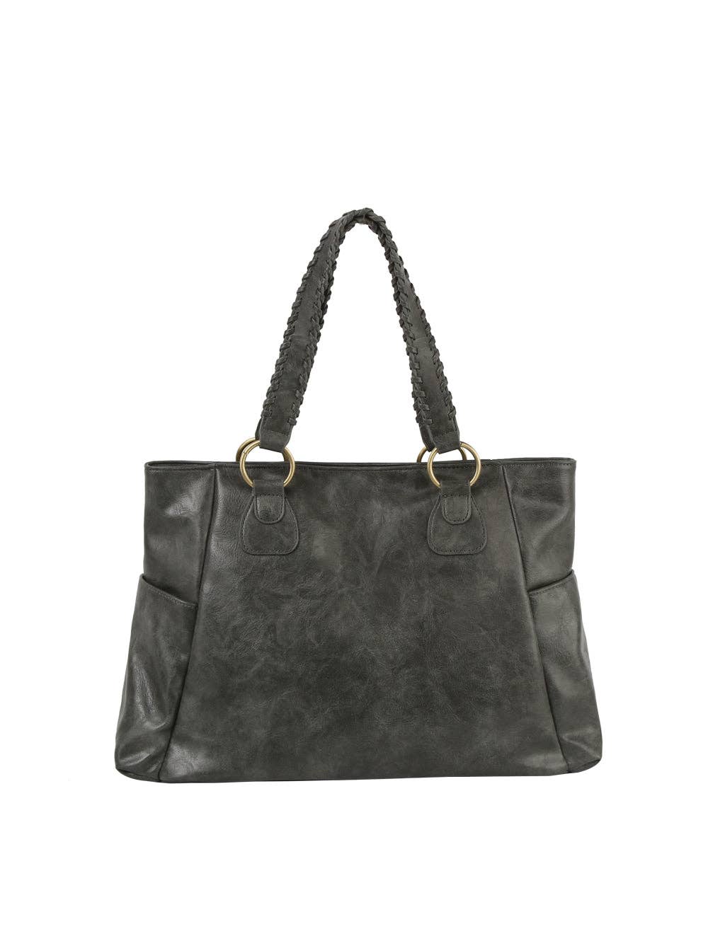 Fashion Braided Handle Daily Tote charcoal