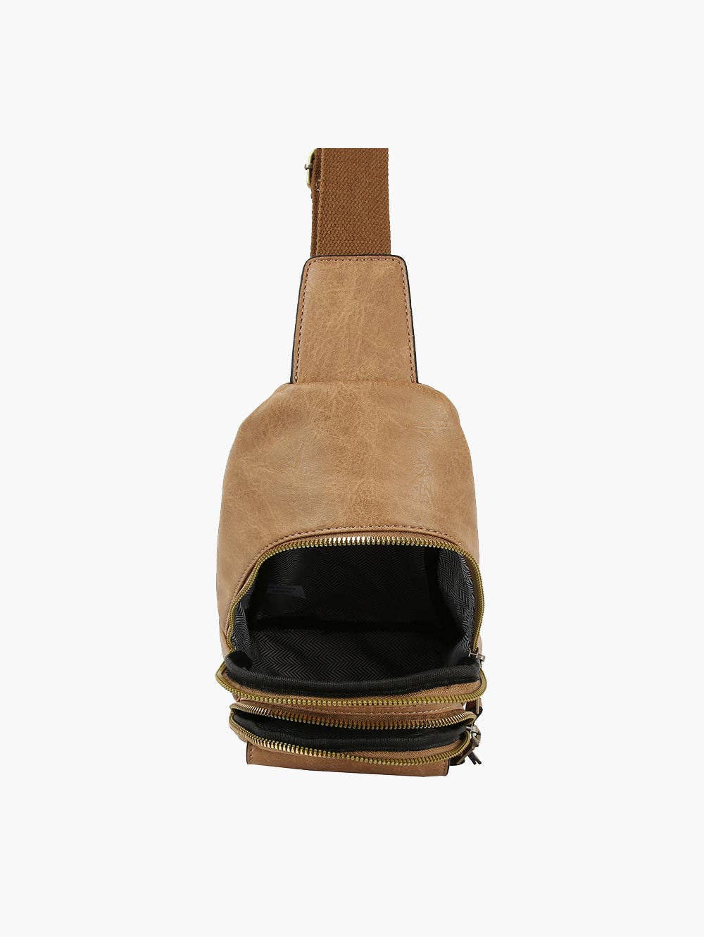 Leather Sling Bag stone inside
