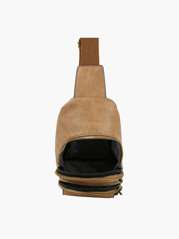 Leather Sling Bag stone inside
