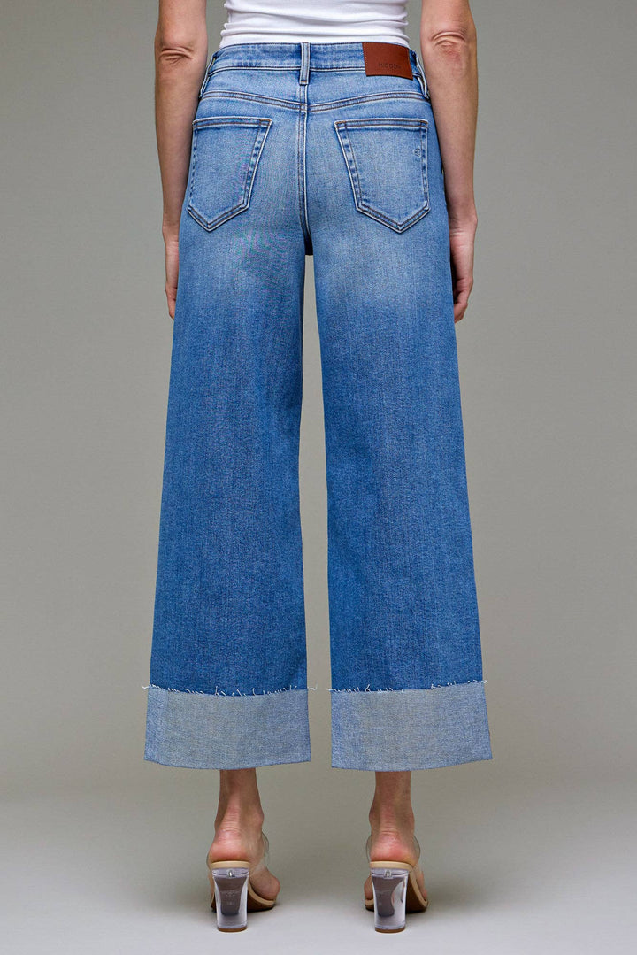 Hidden Jeans - Stretch Cuffed High Rise Wide leg Medium Wash 4