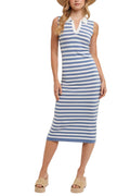 Sleeveless Striped Contrast Midi Dress
