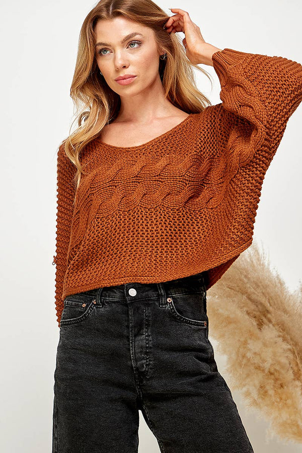 Rope Textured Sleeve Sweater