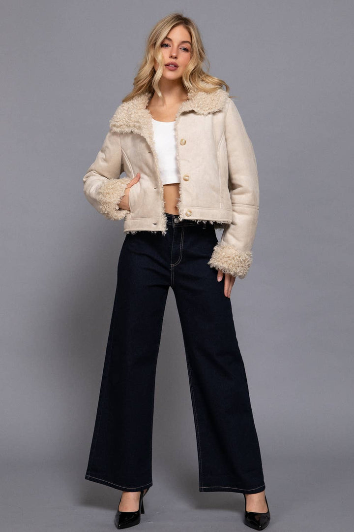 Active USA - Penny Lane Suede Jacket in Cream 5