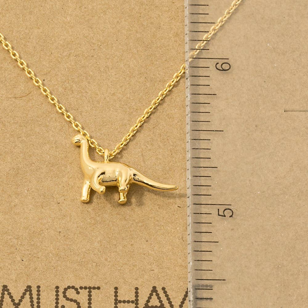 Fame Accessories - Gold Dipped Brachiosaurus Dinosaur Pendant Necklace 4
