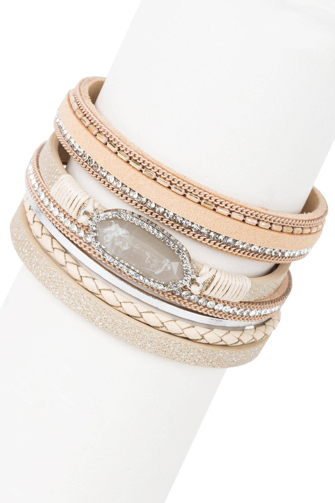 Saachi Reno Resin Stone Leather Bracelet