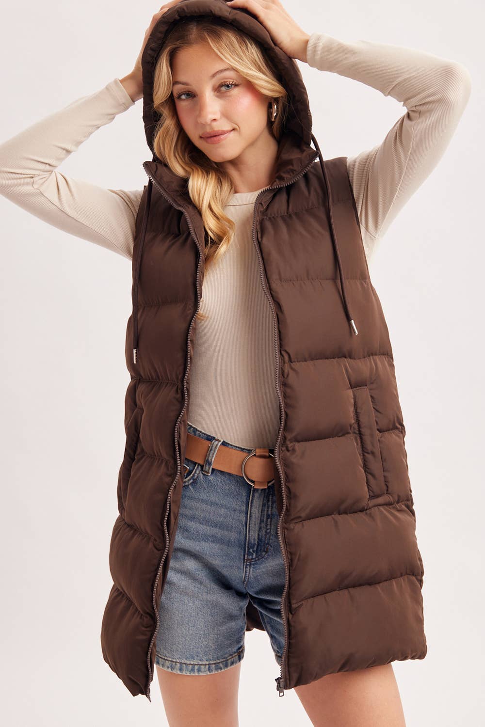 Bluivy - Hooded Longline Puffer Vest