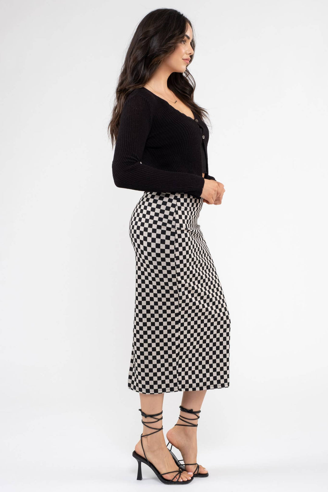 Blu Pepper - Black V-Neck Two-Button Knit Cardigan 3