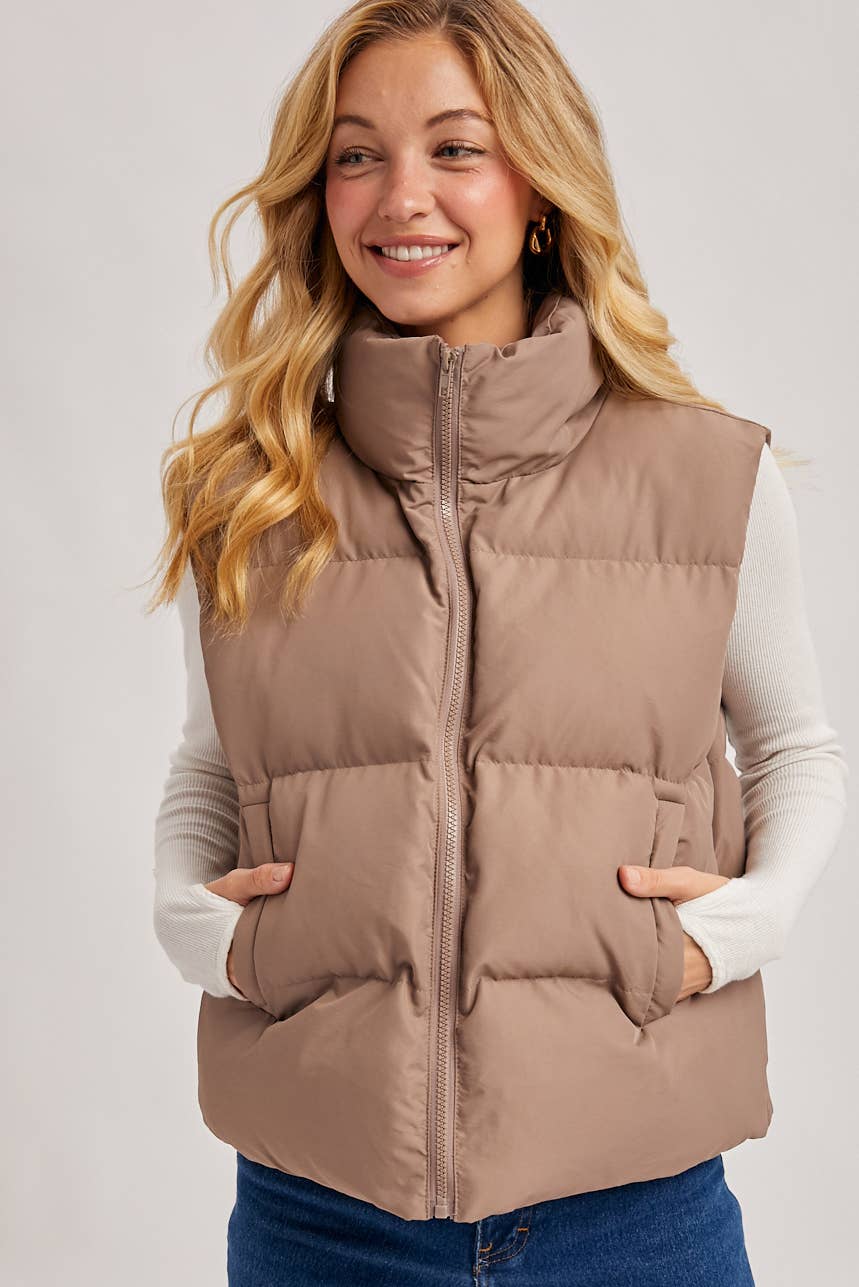 Zipper Puffer Vest mushroom5