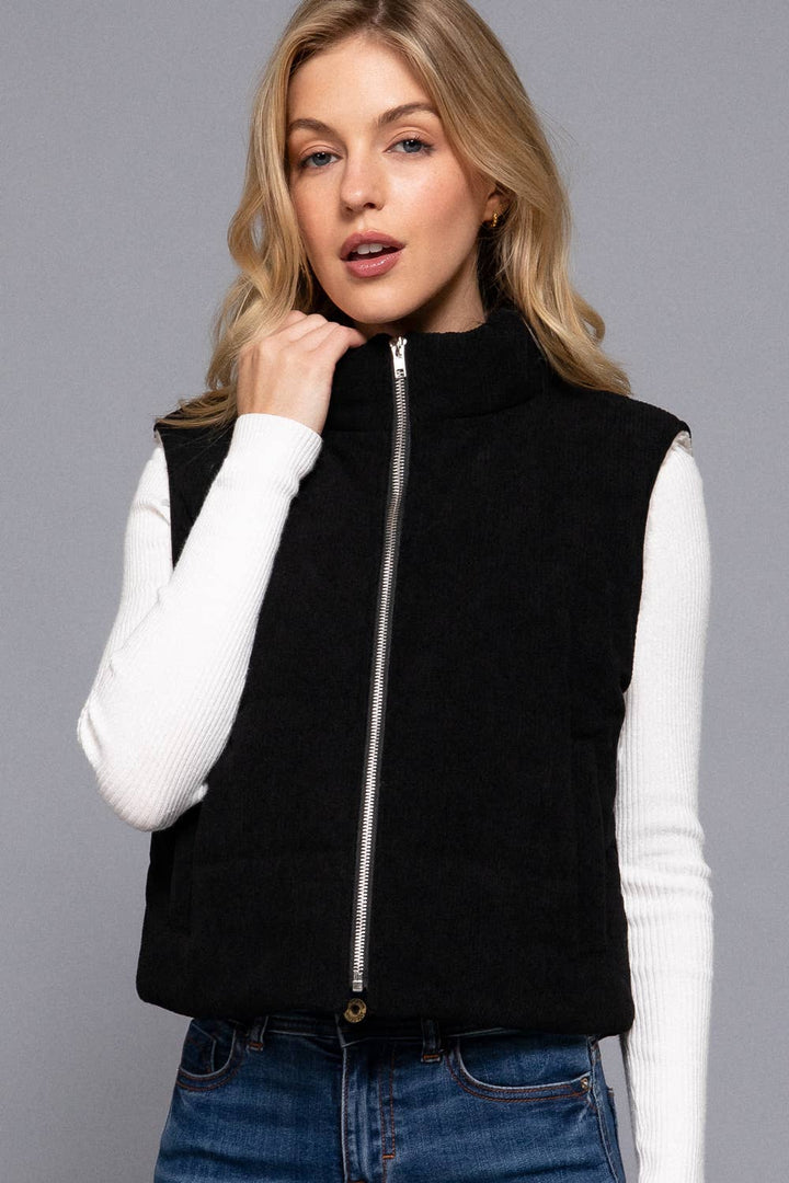 Corduroy Puffer Vest Black 4