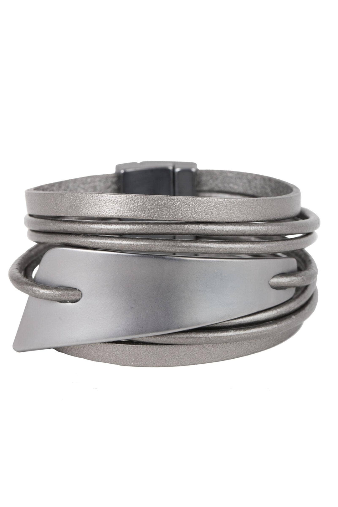 Saachi Absolute Zero Metallic Plated Leather Cuff Bracelet