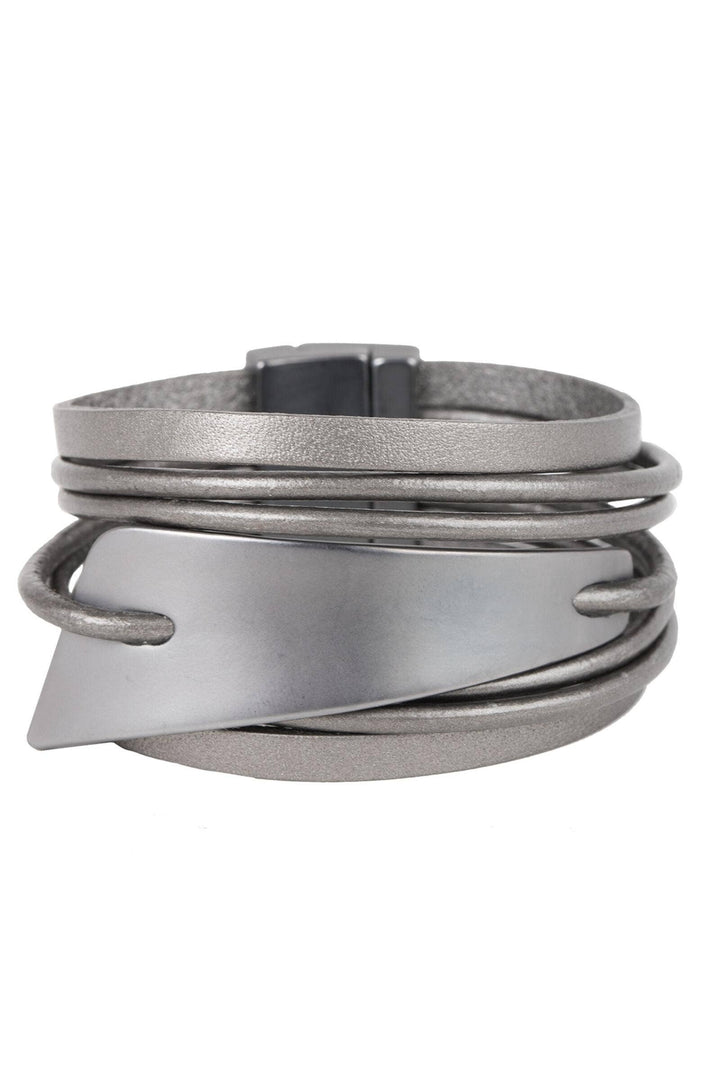 Saachi Absolute Zero Metallic Plated Leather Cuff Bracelet