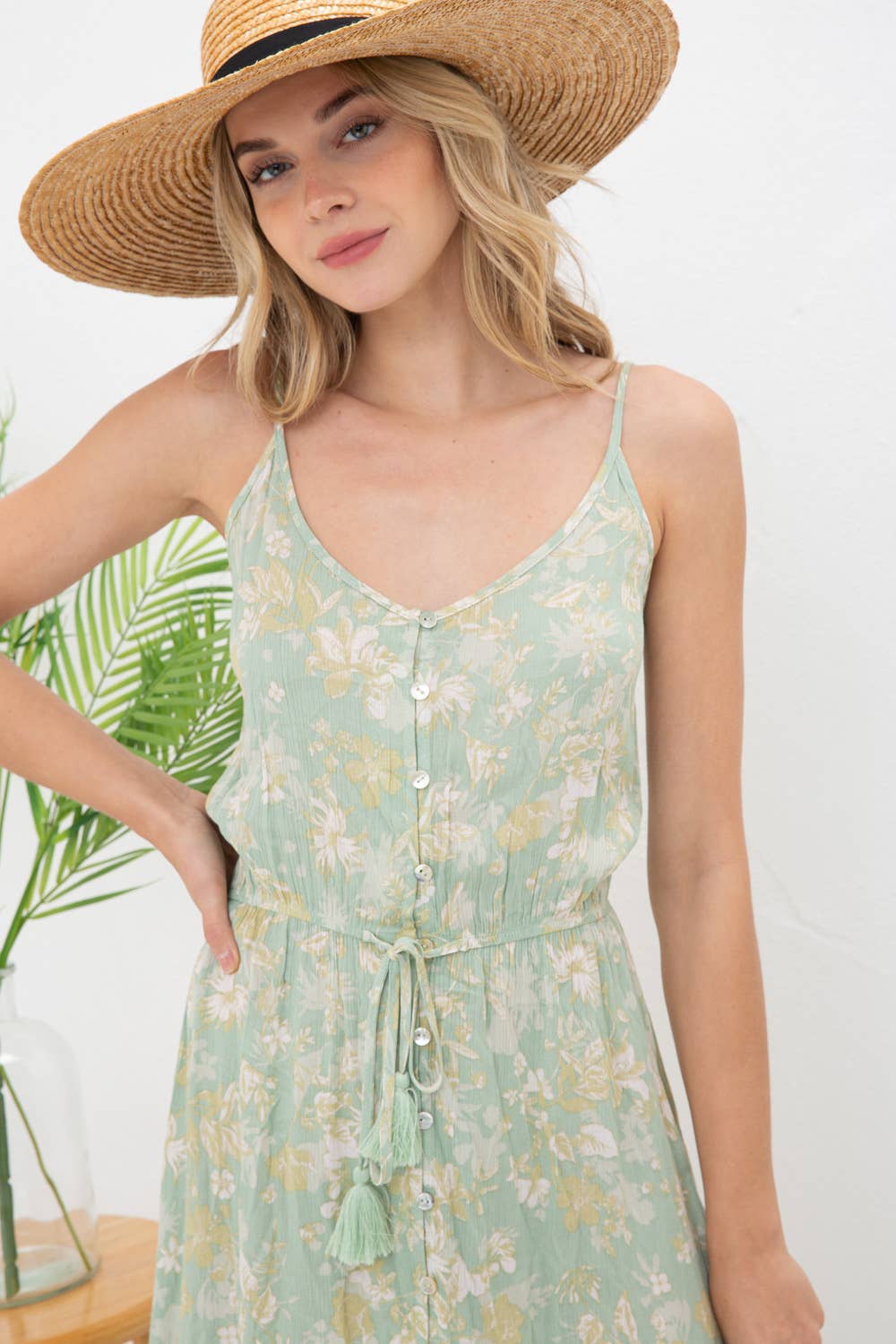 Tropical Floral Button Up Midi Dress Final Sale