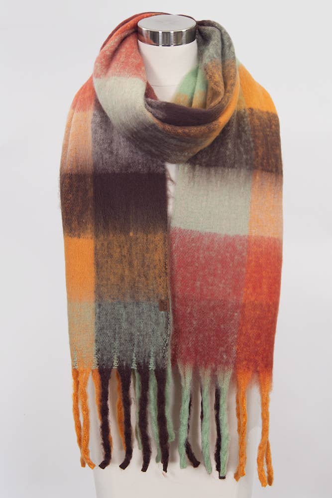 C.C Multi Color Block Plaid Scarf