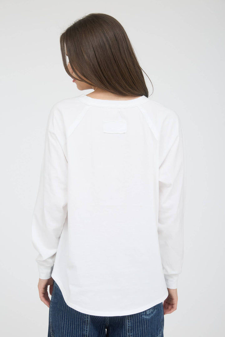 Blu Pepper - USA Graphic Raglan Long Sleeve Knit Top in White back
