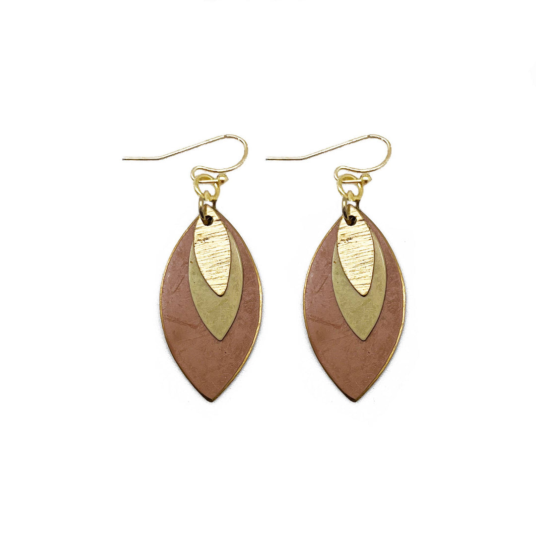 Anju Jewelry Brass Patina Layered Earrings – Brown & Green