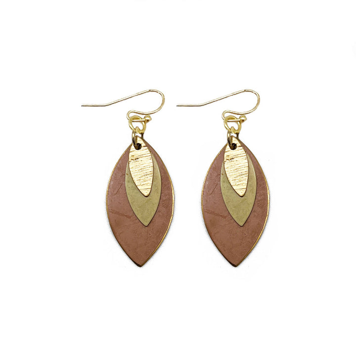Anju Jewelry Brass Patina Layered Earrings – Brown &amp; Green