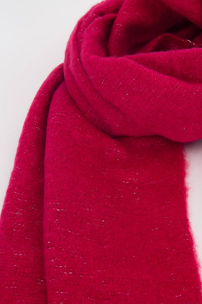 C.C Solid Woven Scarf with Lurex Winter Scarf Hot Pink 2