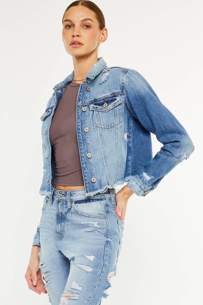 Kan Can USA Destructed Denim Jacket in Medium Wash 3