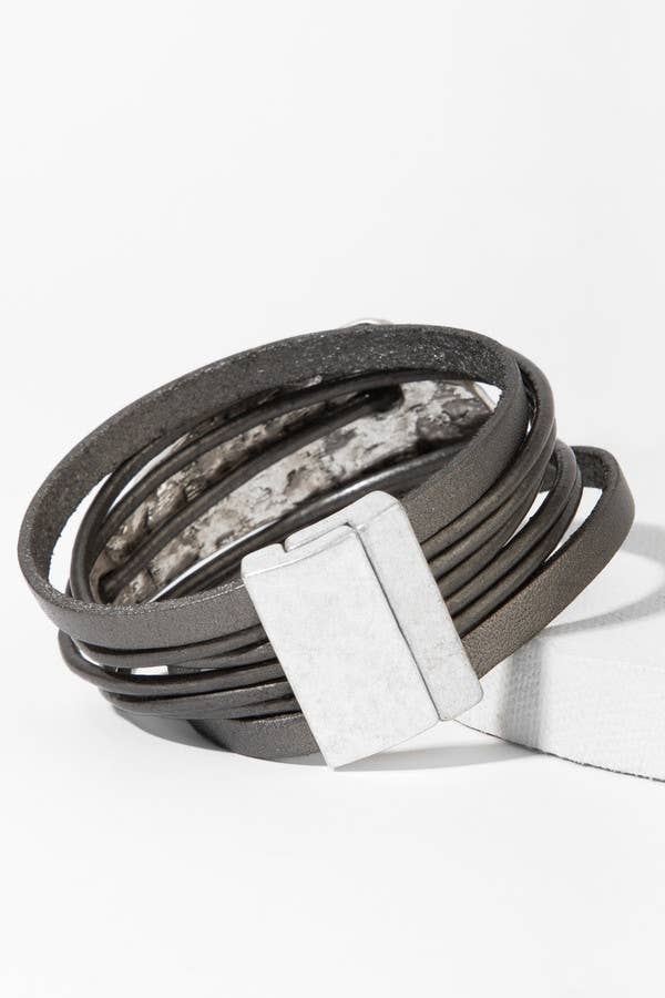 Saachi Absolute Zero Metallic Plated Leather Cuff Bracelet