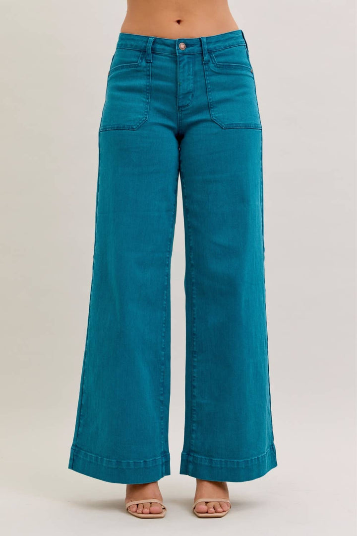 Judy Blue Jeans - Mr. Utility Wide Leg Jeans Teal
