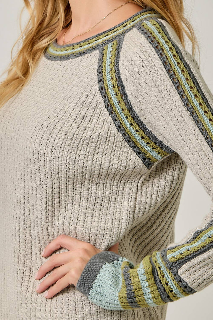 Mystree Raglan-Sleeve Sweater Top - Stone  6