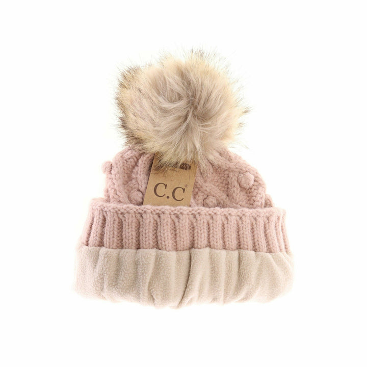 Bobble Knit Fur Pom C.C Beanie Hat3836