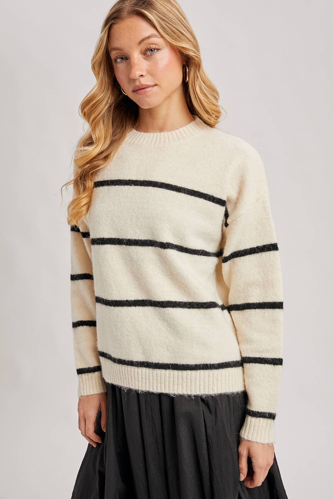 Bluivy Striped Fuzzy Knit Sweater