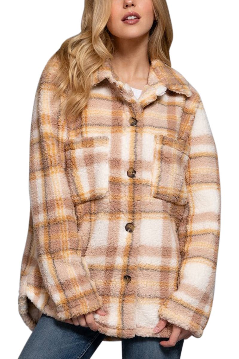 Oversize Print Faux Fur Shacket