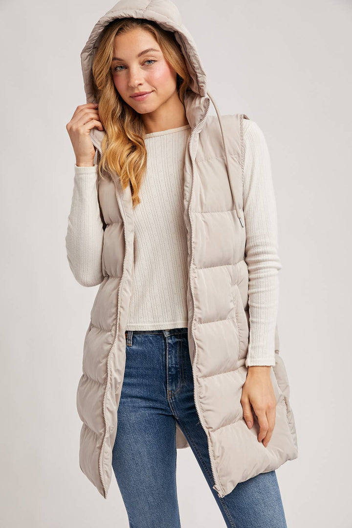 Bluivy - Hooded Longline Puffer Vest