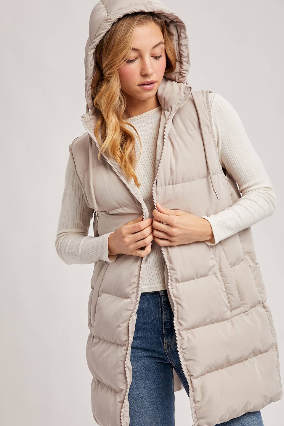 Bluivy - Hooded Longline Puffer Vest