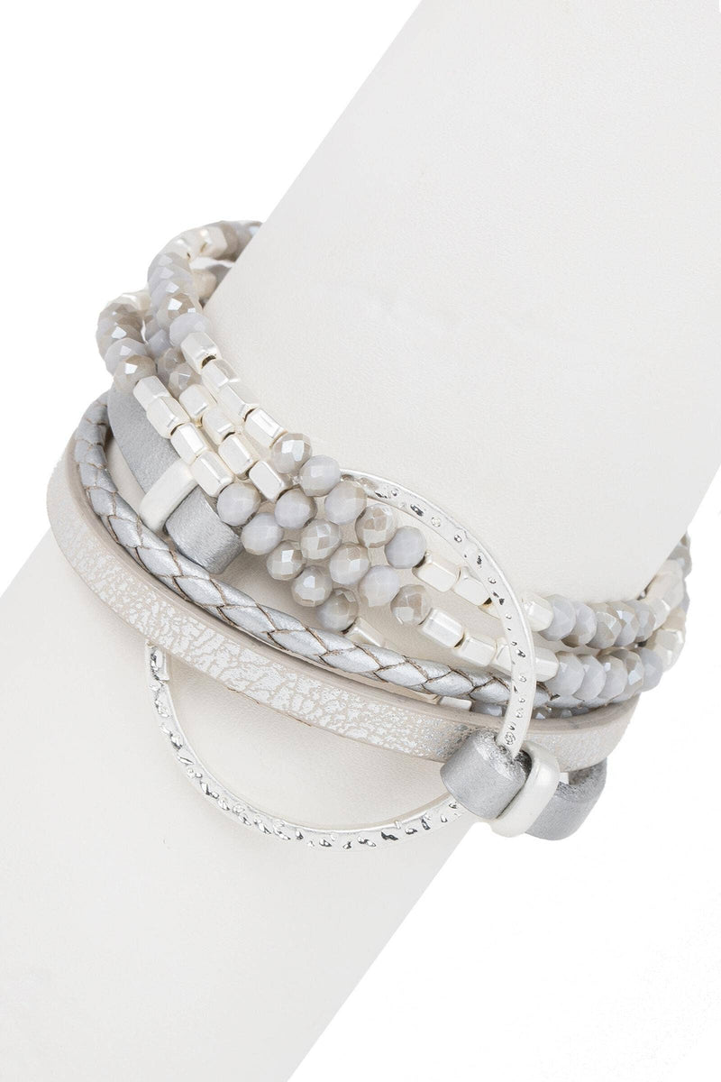 SAACHI - Metallic Go with the Flow Taupe Beaded Bracelet