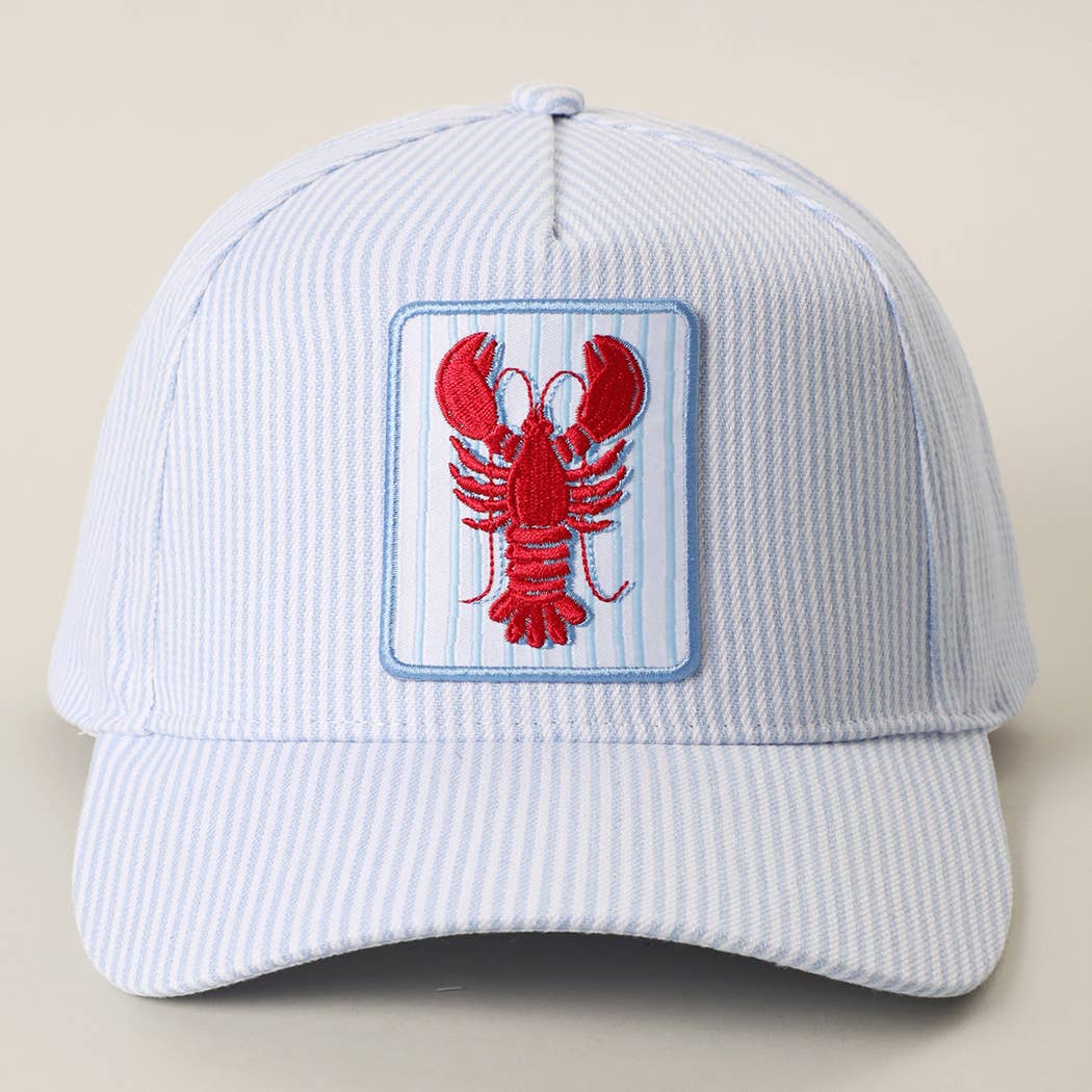 Fashion City - Lobster Embroidered Patch Trucker Hat Blue