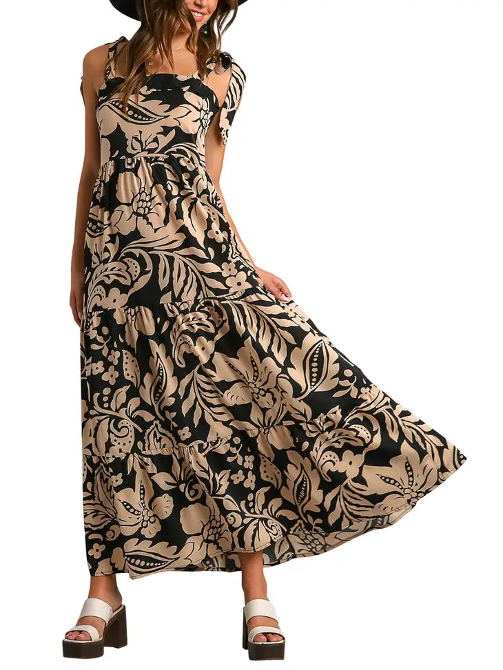 Tiered Print Maxi Dress