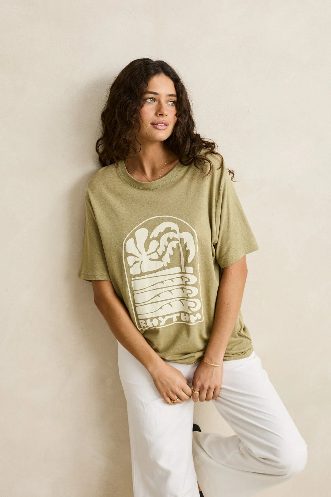 Rhythm Palm And Sun Oversized Tee - Sage