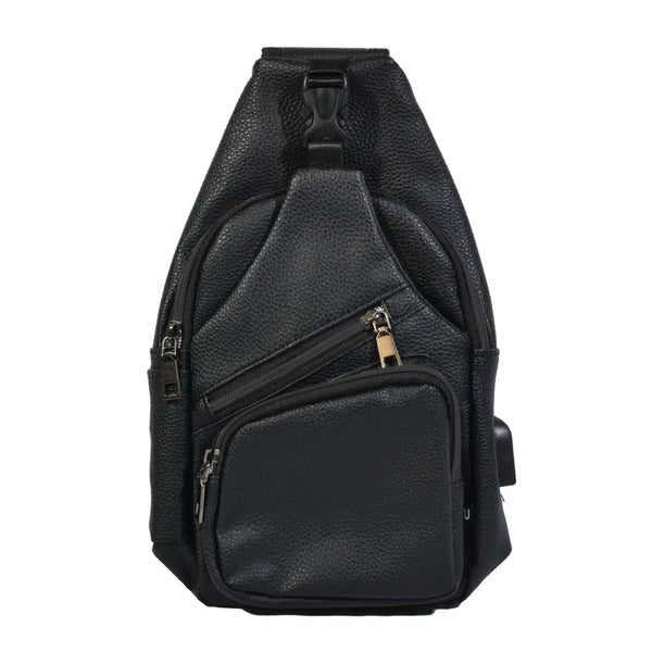 Anti-theft Leather Daypack Black
